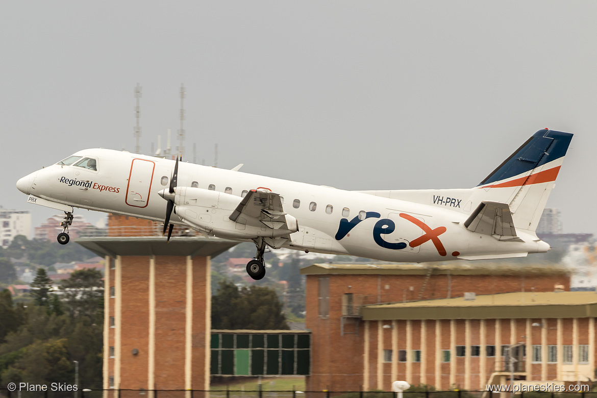 REX Saab 340B VH-PRX at Sydney Kingsford Smith International Airport (YSSY/SYD) REX Saab 340B VH-PRX at Sydney Kingsford Smith International Airport (YSSY/SYD)