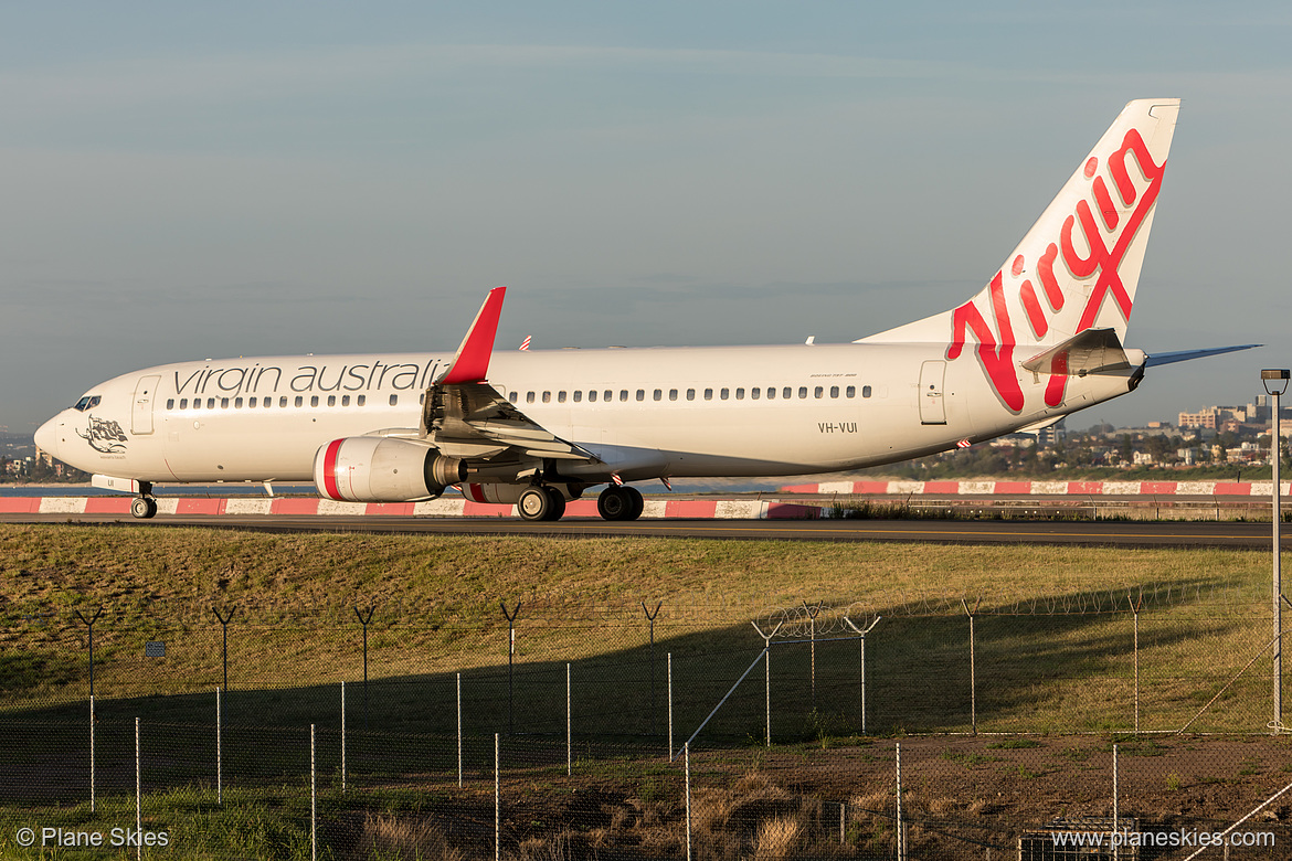 Virgin Australia Boeing 737-800 VH-VUI at Sydney Kingsford Smith International Airport (YSSY/SYD) Virgin Australia Boeing 737-800 VH-VUI at Sydney Kingsford Smith International Airport (YSSY/SYD)