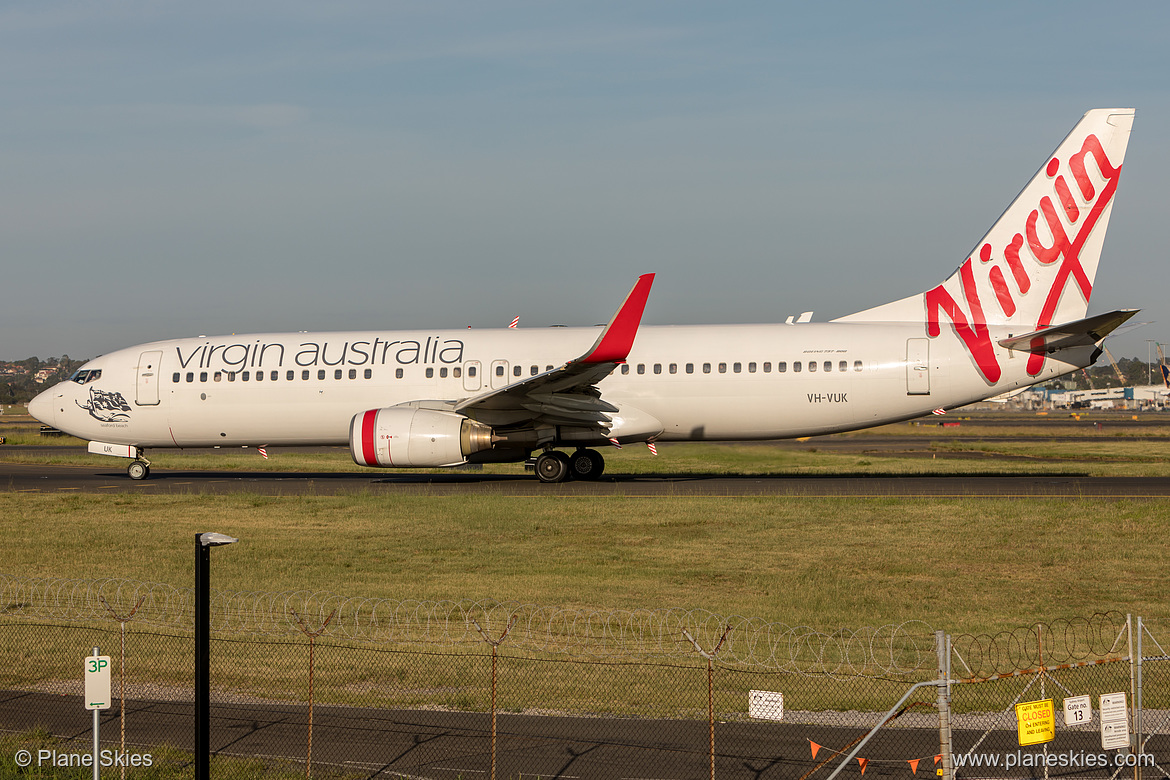 Virgin Australia Boeing 737-800 VH-VUK at Sydney Kingsford Smith International Airport (YSSY/SYD) Virgin Australia Boeing 737-800 VH-VUK at Sydney Kingsford Smith International Airport (YSSY/SYD)