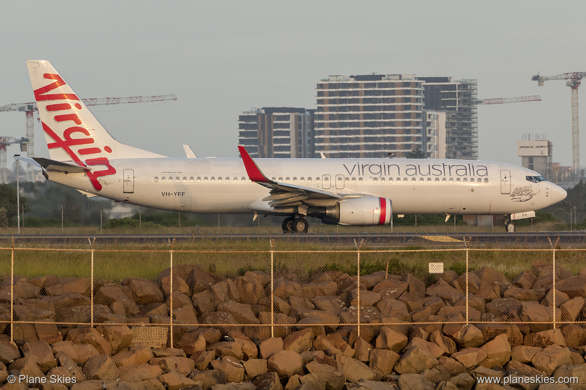 Virgin Australia Boeing 737-800 VH-YFF at Sydney Kingsford Smith International Airport (YSSY/SYD) Virgin Australia Boeing 737-800 VH-YFF at Sydney Kingsford Smith International Airport (YSSY/SYD)