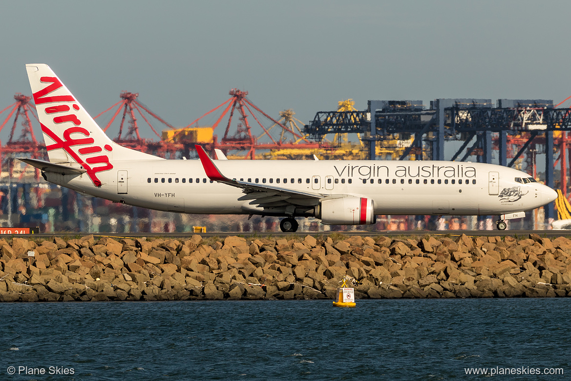 Virgin Australia Boeing 737-800 VH-YFH at Sydney Kingsford Smith International Airport (YSSY/SYD) Virgin Australia Boeing 737-800 VH-YFH at Sydney Kingsford Smith International Airport (YSSY/SYD)