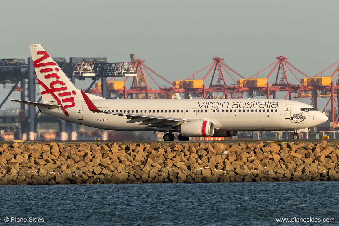 Virgin Australia Boeing 737-800 VH-YFJ at Sydney Kingsford Smith International Airport (YSSY/SYD) Virgin Australia Boeing 737-800 VH-YFJ at Sydney Kingsford Smith International Airport (YSSY/SYD)