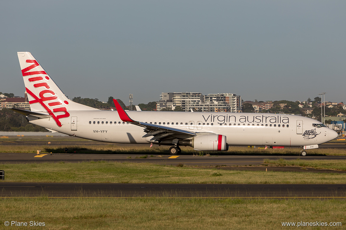 Virgin Australia Boeing 737-800 VH-YFY at Sydney Kingsford Smith International Airport (YSSY/SYD) Virgin Australia Boeing 737-800 VH-YFY at Sydney Kingsford Smith International Airport (YSSY/SYD)