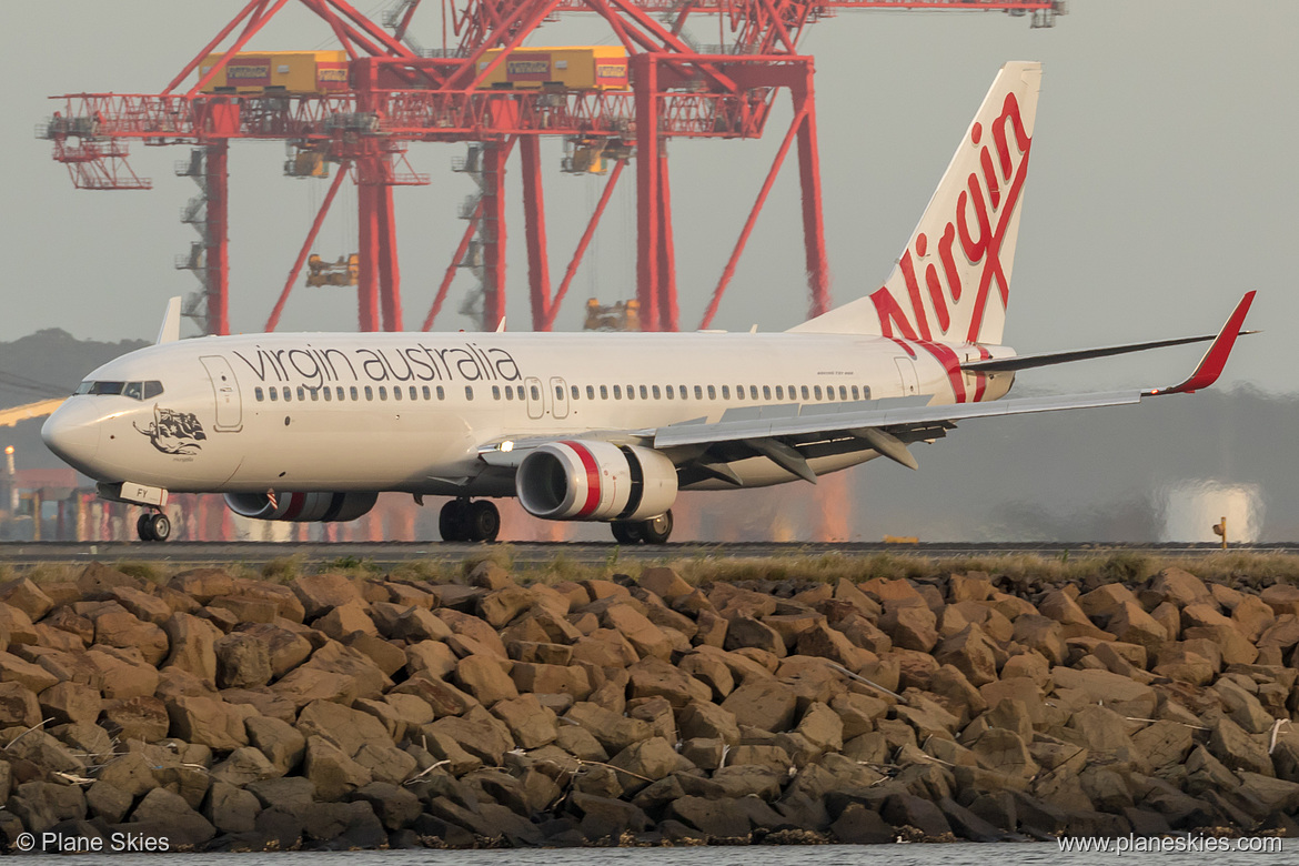 Virgin Australia Boeing 737-800 VH-YFY at Sydney Kingsford Smith International Airport (YSSY/SYD) Virgin Australia Boeing 737-800 VH-YFY at Sydney Kingsford Smith International Airport (YSSY/SYD)