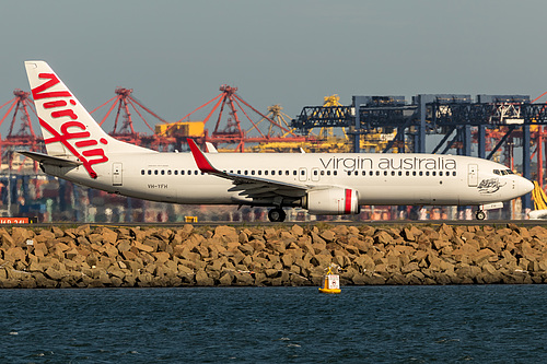 Virgin Australia Boeing 737-800 VH-YFH at Sydney Kingsford Smith International Airport (YSSY/SYD) Virgin Australia Boeing 737-800 VH-YFH at Sydney Kingsford Smith International Airport (YSSY/SYD)