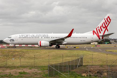 Virgin Australia Boeing 737-800 VH-YFX at Sydney Kingsford Smith International Airport (YSSY/SYD) Virgin Australia Boeing 737-800 VH-YFX at Sydney Kingsford Smith International Airport (YSSY/SYD)
