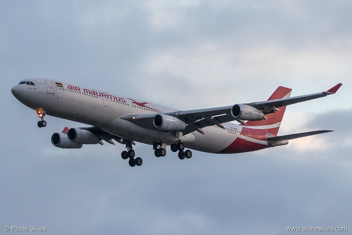 Air Mauritius Airbus A340-300 3B-NBE at London Heathrow Airport (EGLL/LHR) Air Mauritius Airbus A340-300 3B-NBE at London Heathrow Airport (EGLL/LHR)