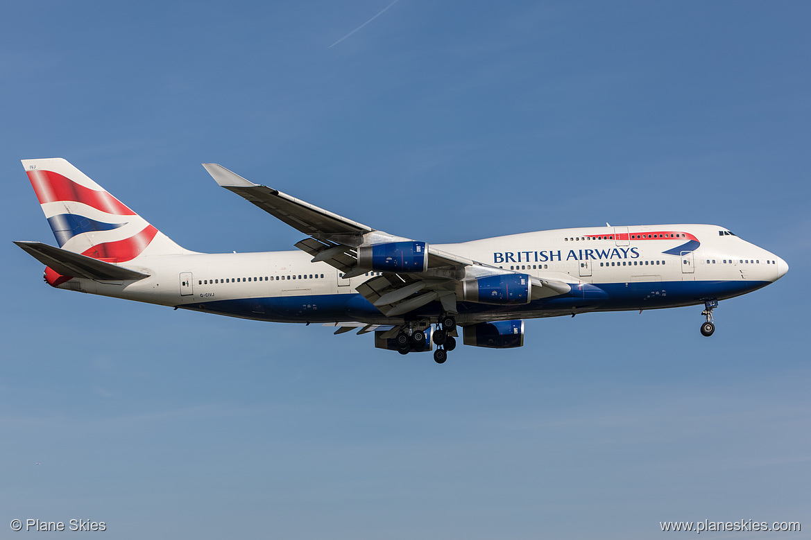 British Airways Boeing 747-400 G-CIVJ at London Heathrow Airport (EGLL/LHR) British Airways Boeing 747-400 G-CIVJ at London Heathrow Airport (EGLL/LHR)