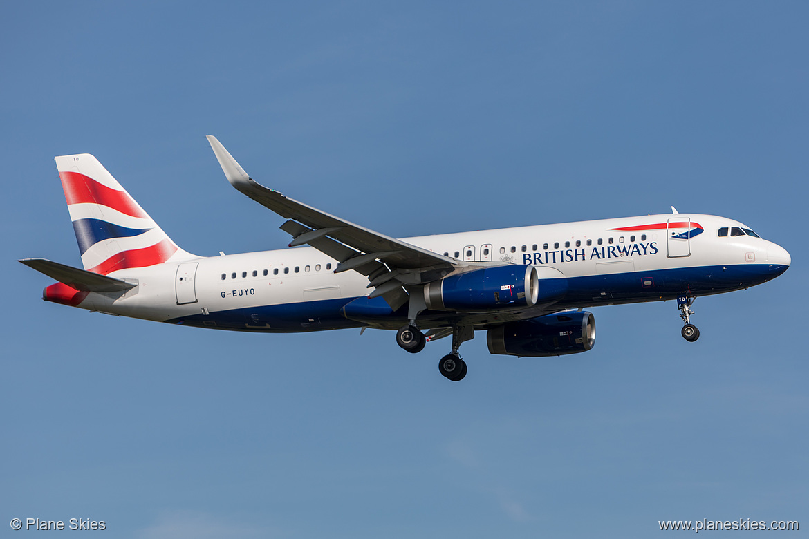 British Airways Airbus A320-200 G-EUYO at London Heathrow Airport (EGLL/LHR) British Airways Airbus A320-200 G-EUYO at London Heathrow Airport (EGLL/LHR)