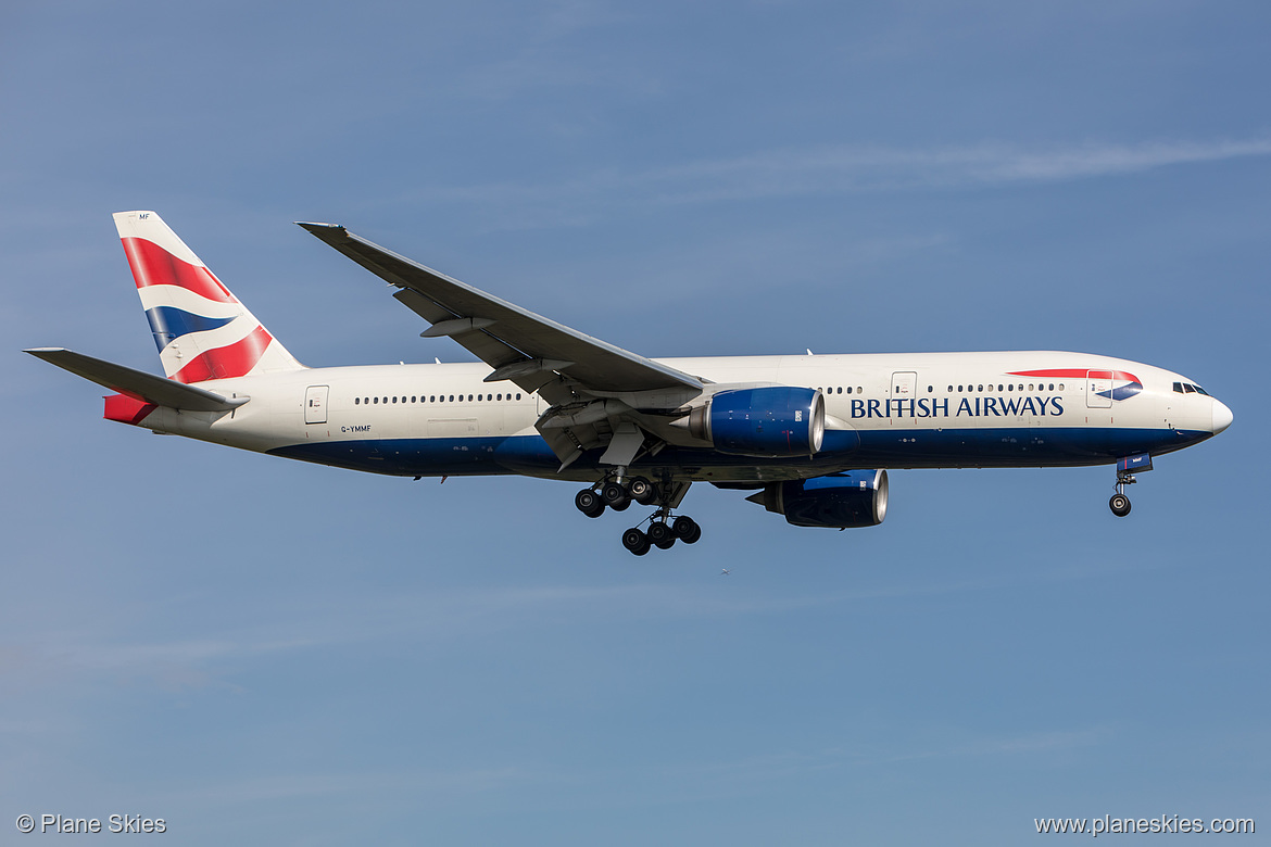 British Airways Boeing 777-200ER G-YMMF at London Heathrow Airport (EGLL/LHR) British Airways Boeing 777-200ER G-YMMF at London Heathrow Airport (EGLL/LHR)