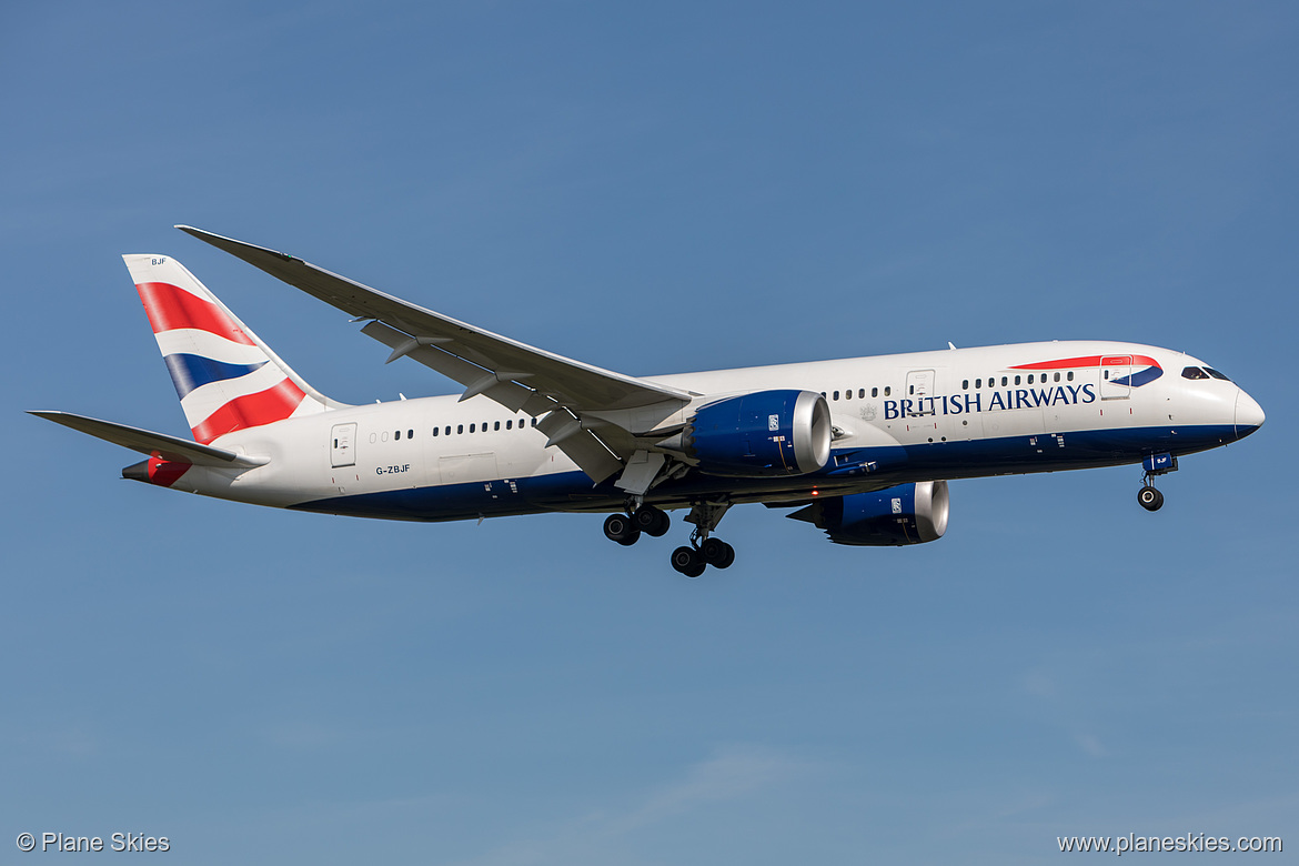 British Airways Boeing 787-8 G-ZBJF at London Heathrow Airport (EGLL/LHR) British Airways Boeing 787-8 G-ZBJF at London Heathrow Airport (EGLL/LHR)
