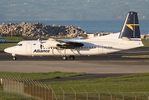 Alliance Airlines Fokker F50 VH-FKO at Auckland International Airport (NZAA/AKL) Alliance Airlines Fokker F50 VH-FKO at Auckland International Airport (NZAA/AKL)