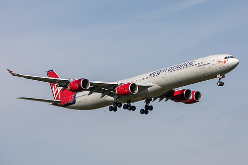 Virgin Atlantic Airbus A340-600 G-VYOU at London Heathrow Airport (EGLL/LHR) Virgin Atlantic Airbus A340-600 G-VYOU at London Heathrow Airport (EGLL/LHR)