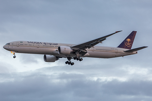 Saudia Boeing 777-300ER HZ-AK19 at London Heathrow Airport (EGLL/LHR)