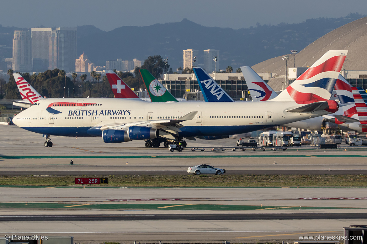 British Airways Boeing 747-400 G-BYGC at Los Angeles International Airport (KLAX/LAX) British Airways Boeing 747-400 G-BYGC at Los Angeles International Airport (KLAX/LAX)