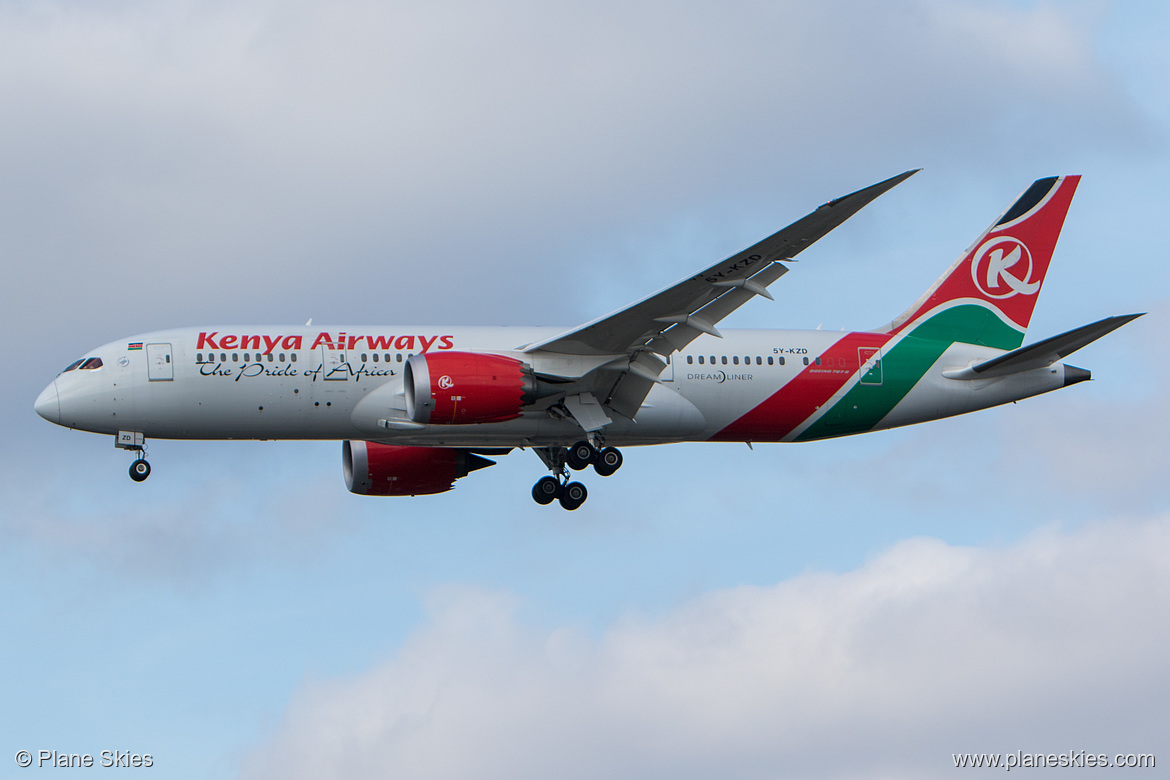 Kenya Airways Boeing 787-8 5Y-KZD at London Heathrow Airport (EGLL/LHR) Kenya Airways Boeing 787-8 5Y-KZD at London Heathrow Airport (EGLL/LHR)