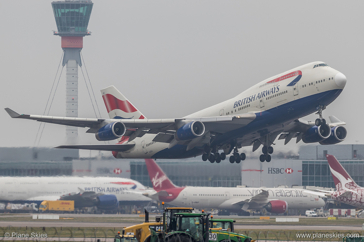 British Airways Boeing 747-400 G-CIVJ at London Heathrow Airport (EGLL/LHR) British Airways Boeing 747-400 G-CIVJ at London Heathrow Airport (EGLL/LHR)