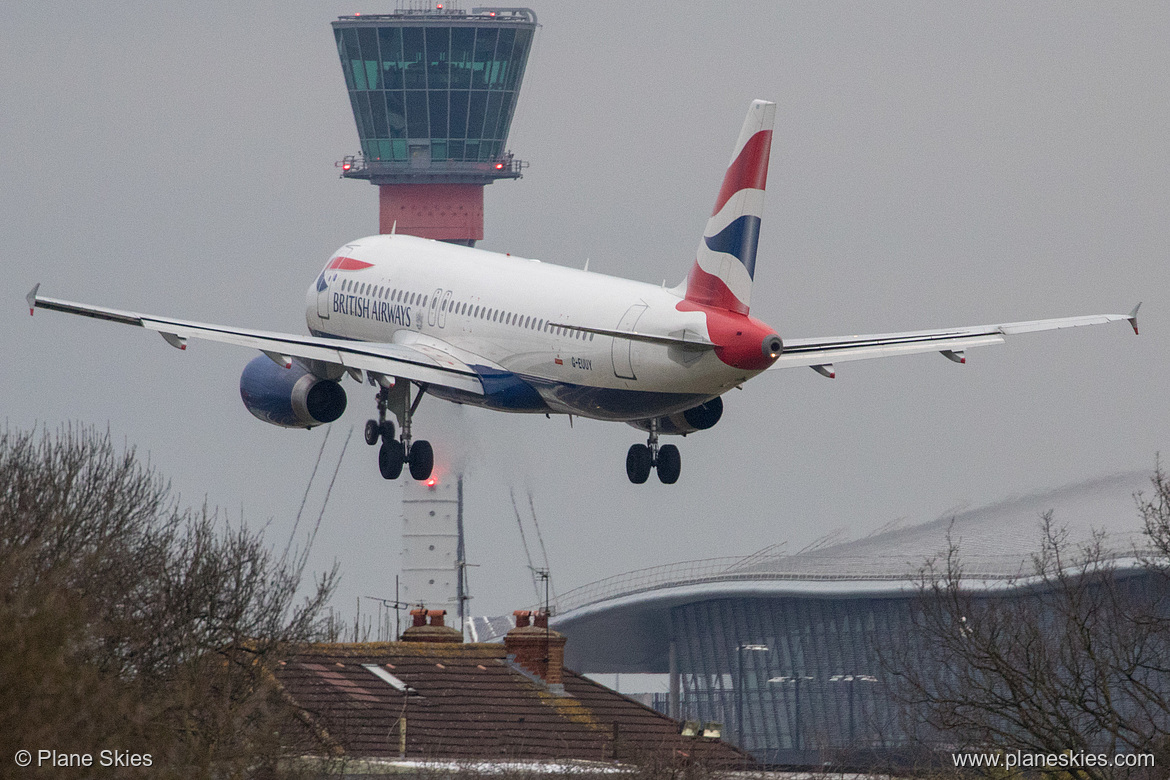 British Airways Airbus A320-200 G-EUUY at London Heathrow Airport (EGLL/LHR) British Airways Airbus A320-200 G-EUUY at London Heathrow Airport (EGLL/LHR)