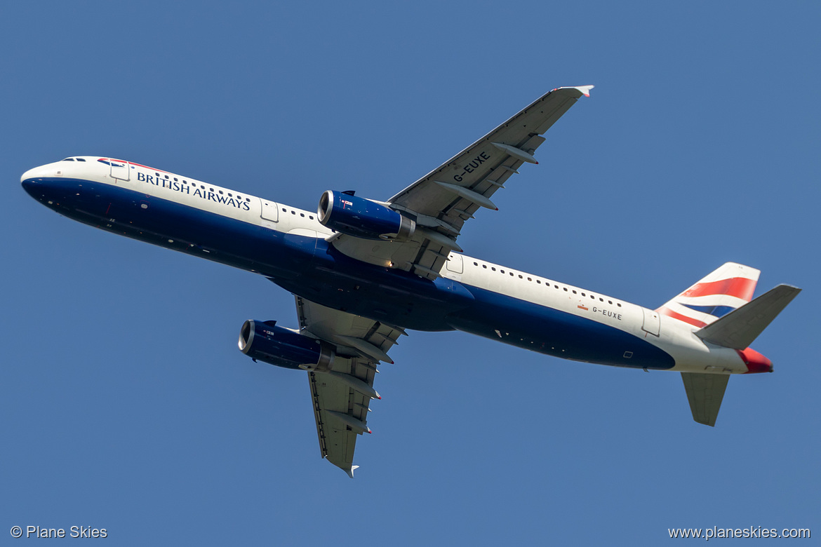 British Airways Airbus A321-200 G-EUXE at London Heathrow Airport (EGLL/LHR) British Airways Airbus A321-200 G-EUXE at London Heathrow Airport (EGLL/LHR)