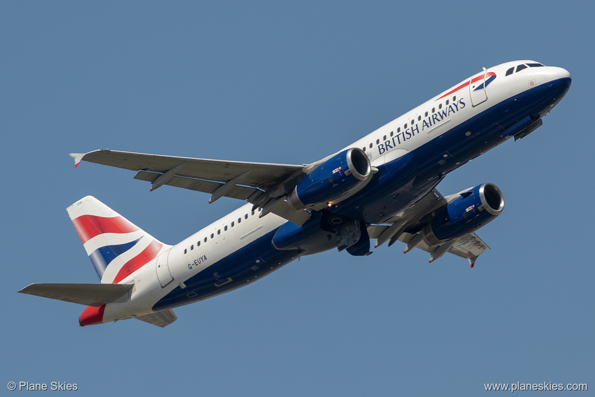 British Airways Airbus A320-200 G-EUYA at London Heathrow Airport (EGLL/LHR) British Airways Airbus A320-200 G-EUYA at London Heathrow Airport (EGLL/LHR)