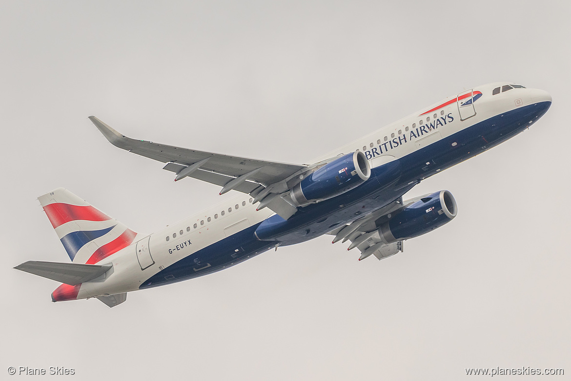 British Airways Airbus A320-200 G-EUYX at London Heathrow Airport (EGLL/LHR) British Airways Airbus A320-200 G-EUYX at London Heathrow Airport (EGLL/LHR)