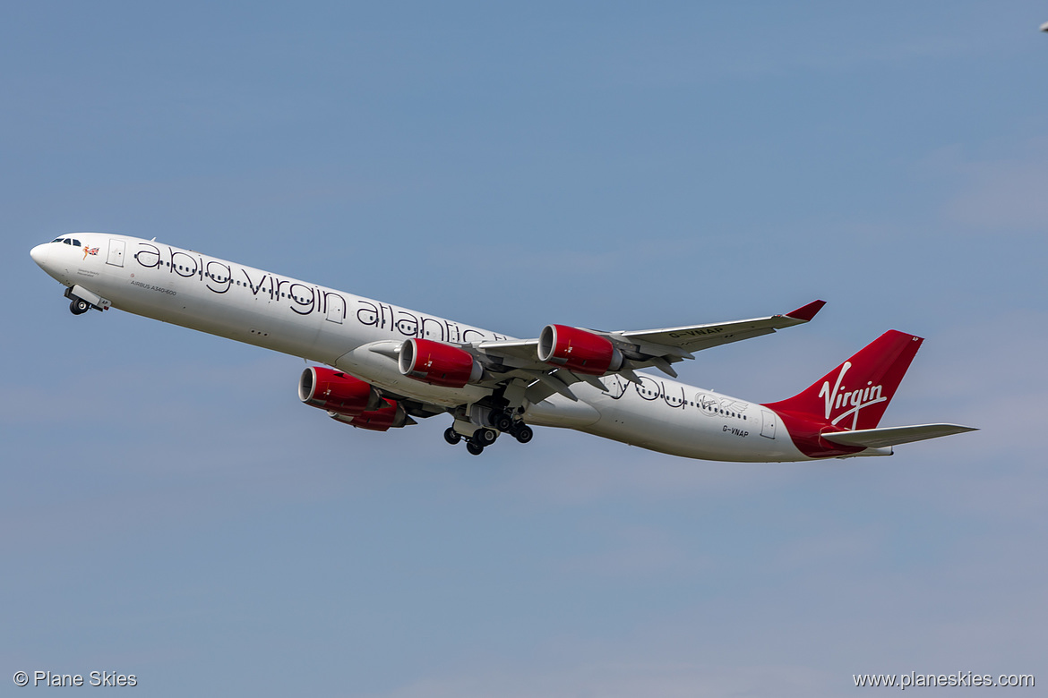 Virgin Atlantic Airbus A340-600 G-VNAP at London Heathrow Airport (EGLL/LHR) Virgin Atlantic Airbus A340-600 G-VNAP at London Heathrow Airport (EGLL/LHR)