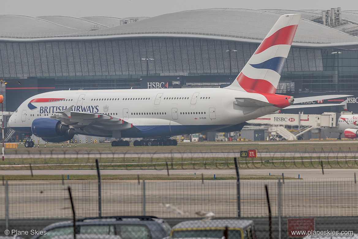 British Airways Airbus A380-800 G-XLEK at London Heathrow Airport (EGLL/LHR) British Airways Airbus A380-800 G-XLEK at London Heathrow Airport (EGLL/LHR)