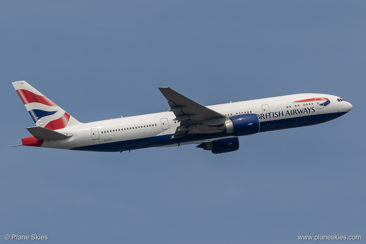 British Airways Boeing 777-200 G-ZZZA at London Heathrow Airport (EGLL/LHR) British Airways Boeing 777-200 G-ZZZA at London Heathrow Airport (EGLL/LHR)