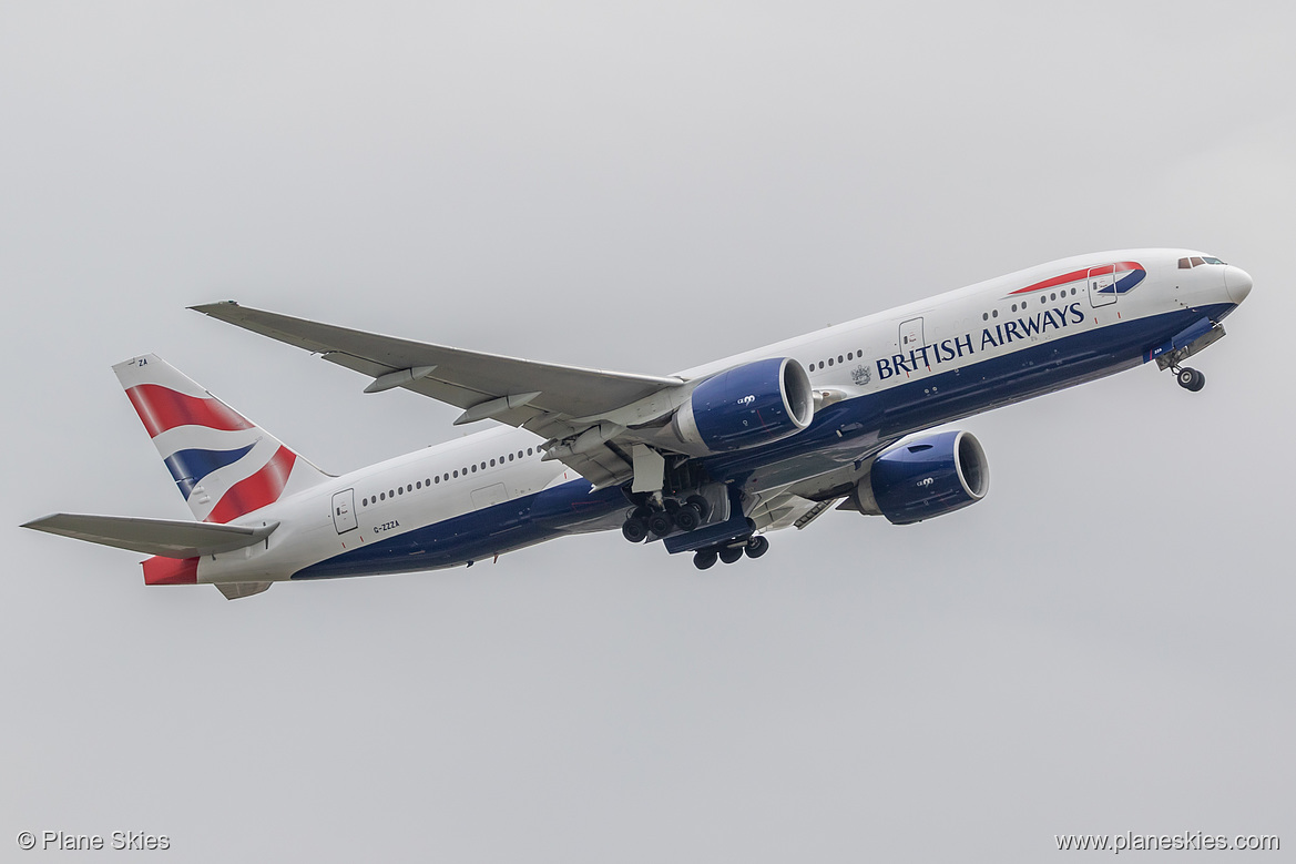 British Airways Boeing 777-200 G-ZZZA at London Heathrow Airport (EGLL/LHR) British Airways Boeing 777-200 G-ZZZA at London Heathrow Airport (EGLL/LHR)