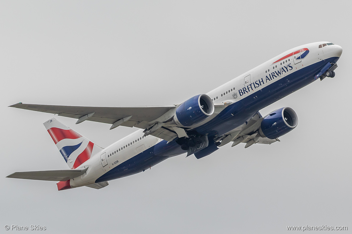British Airways Boeing 777-200 G-ZZZB at London Heathrow Airport (EGLL/LHR) British Airways Boeing 777-200 G-ZZZB at London Heathrow Airport (EGLL/LHR)