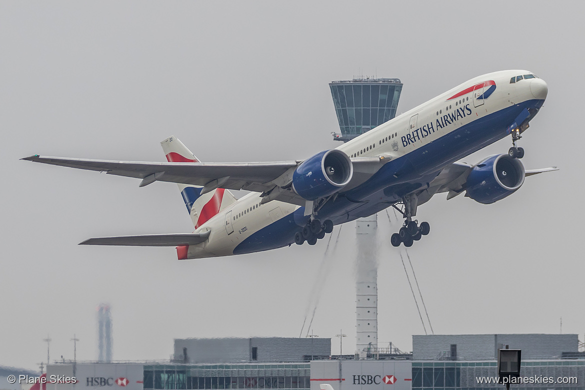 British Airways Boeing 777-200 G-ZZZC at London Heathrow Airport (EGLL/LHR) British Airways Boeing 777-200 G-ZZZC at London Heathrow Airport (EGLL/LHR)