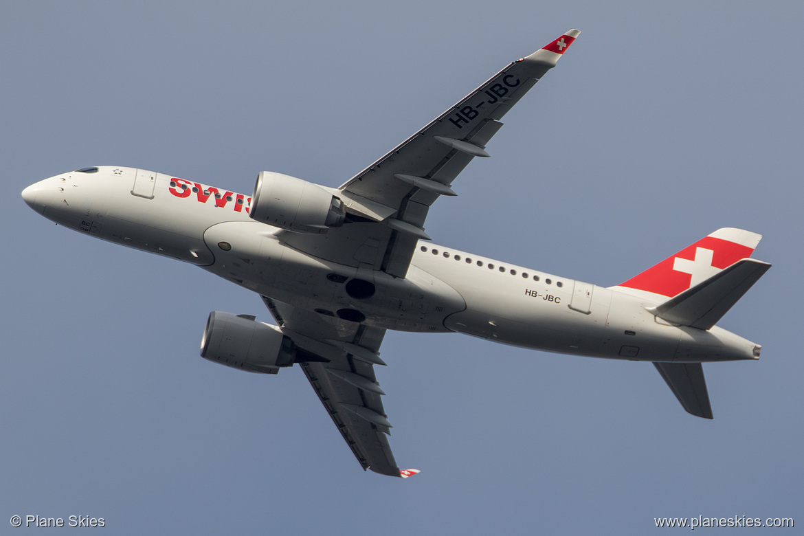 Swiss International Air Lines Bombardier CS100 HB-JBC at London Heathrow Airport (EGLL/LHR) Swiss International Air Lines Bombardier CS100 HB-JBC at London Heathrow Airport (EGLL/LHR)