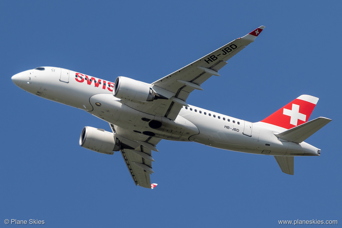 Swiss International Air Lines Bombardier CS100 HB-JBD at London Heathrow Airport (EGLL/LHR) Swiss International Air Lines Bombardier CS100 HB-JBD at London Heathrow Airport (EGLL/LHR)