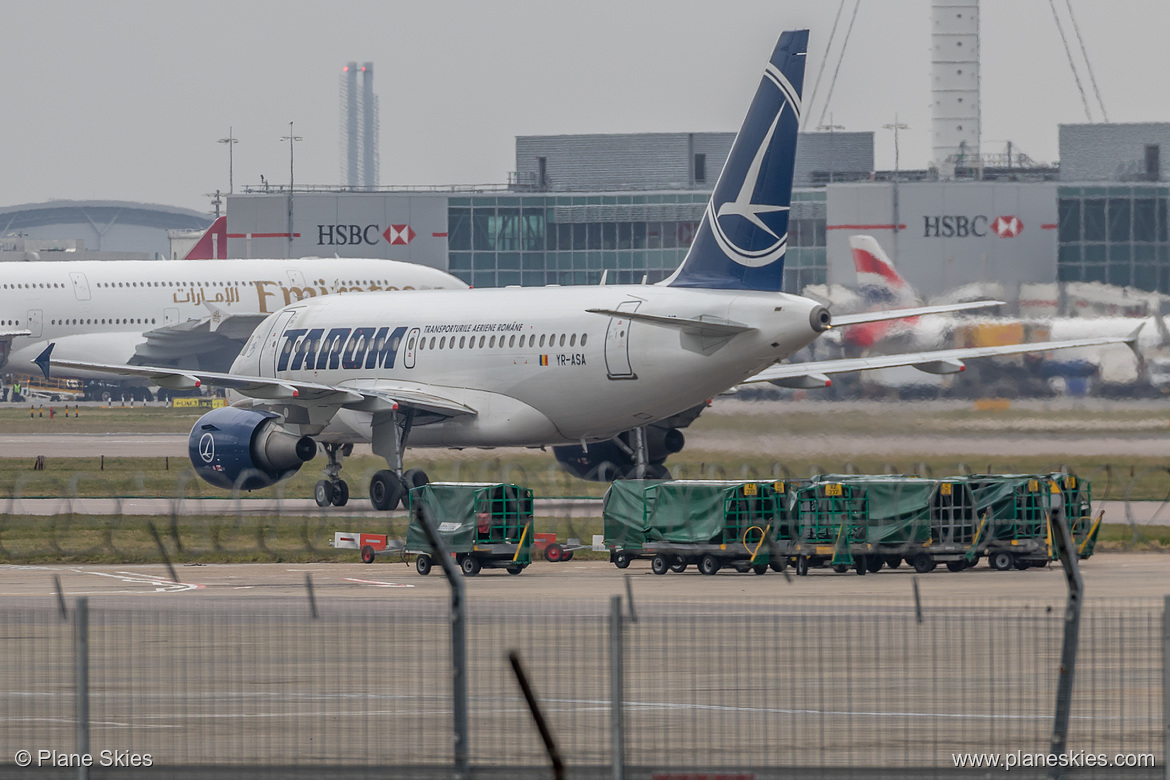 TAROM Airbus A318-100 YR-ASA at London Heathrow Airport (EGLL/LHR)