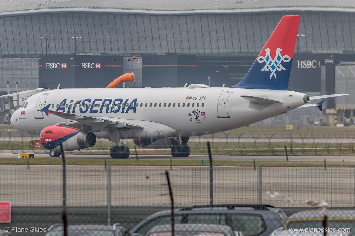 AirSERBIA Airbus A319-100 YU-APC at London Heathrow Airport (EGLL/LHR)