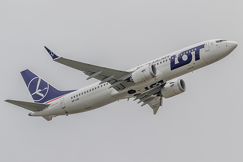 LOT Polish Airlines Boeing 737 MAX 8 SP-LVA at London Heathrow Airport (EGLL/LHR)