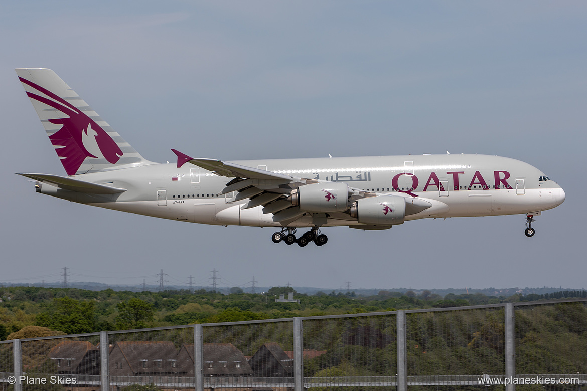 Qatar Airways Airbus A380-800 A7-APA at London Heathrow Airport (EGLL/LHR)