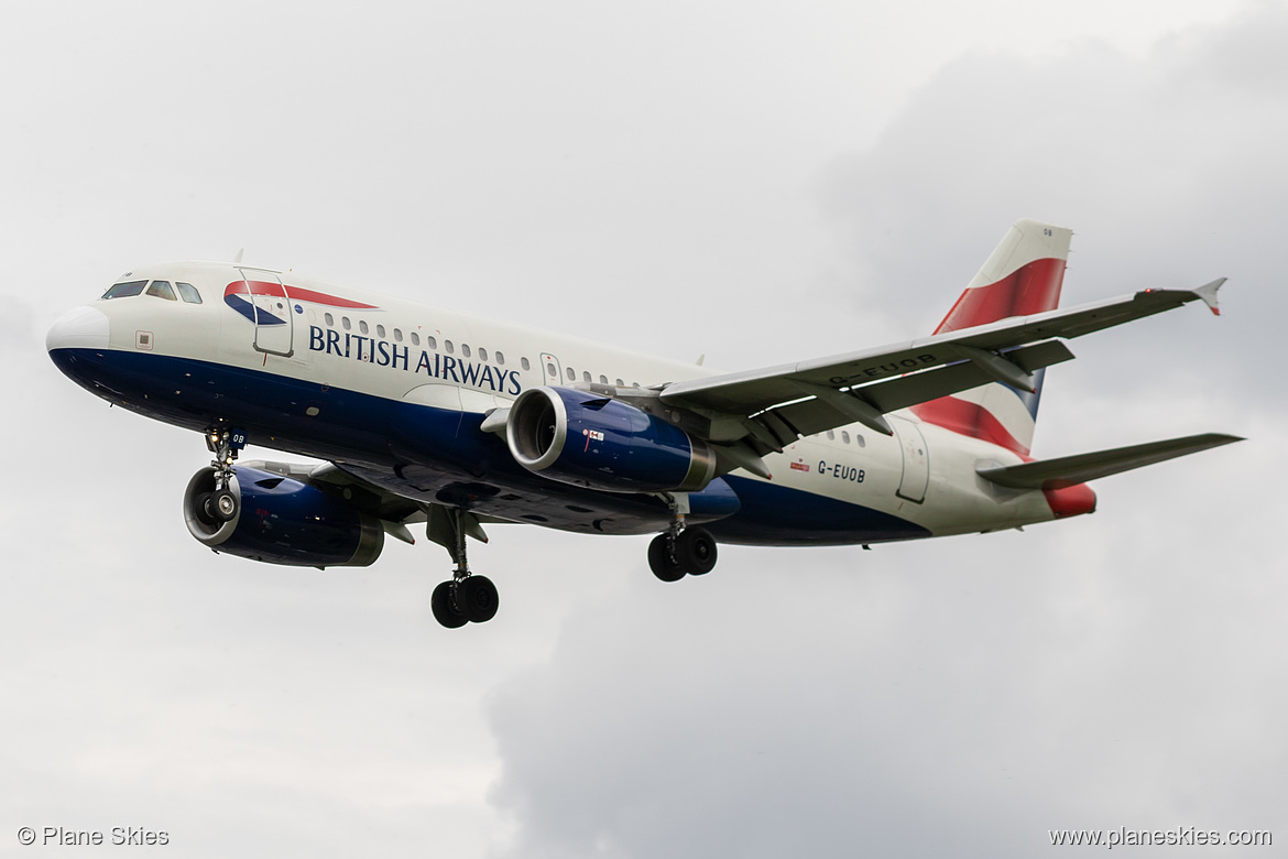 British Airways Airbus A319-100 G-EUOB at London Heathrow Airport (EGLL/LHR) British Airways Airbus A319-100 G-EUOB at London Heathrow Airport (EGLL/LHR)