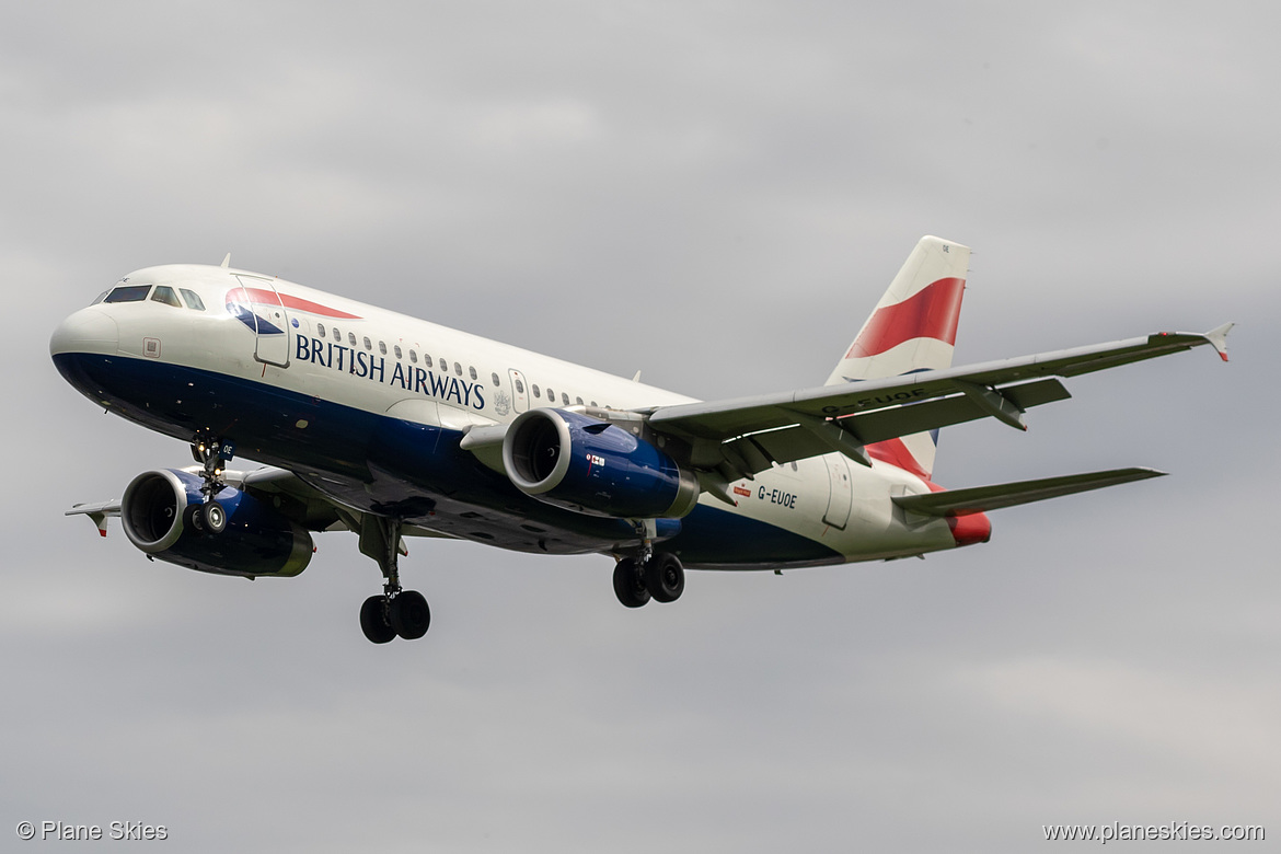 British Airways Airbus A319-100 G-EUOE at London Heathrow Airport (EGLL/LHR) British Airways Airbus A319-100 G-EUOE at London Heathrow Airport (EGLL/LHR)
