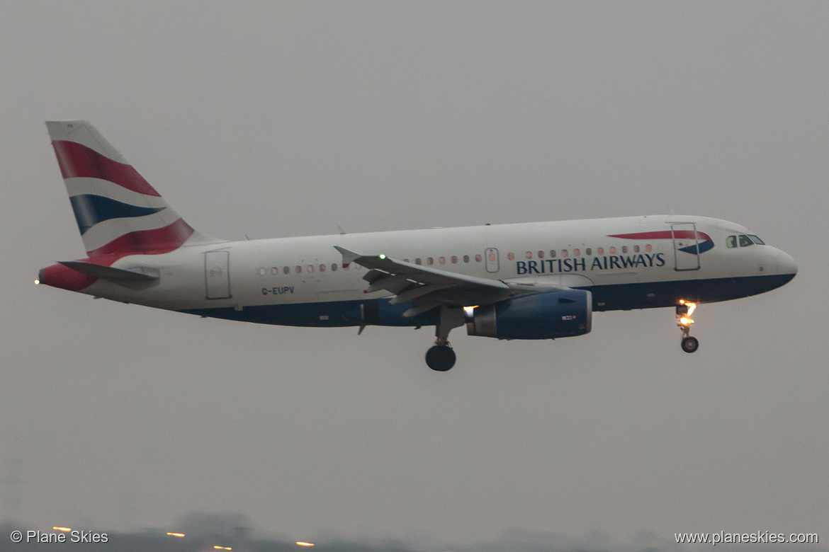 British Airways Airbus A319-100 G-EUPV at London Heathrow Airport (EGLL/LHR) British Airways Airbus A319-100 G-EUPV at London Heathrow Airport (EGLL/LHR)