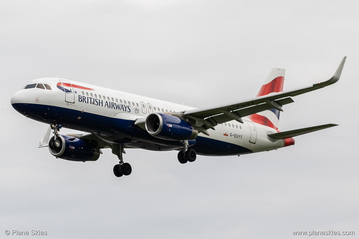 British Airways Airbus A320-200 G-EUYT at London Heathrow Airport (EGLL/LHR) British Airways Airbus A320-200 G-EUYT at London Heathrow Airport (EGLL/LHR)