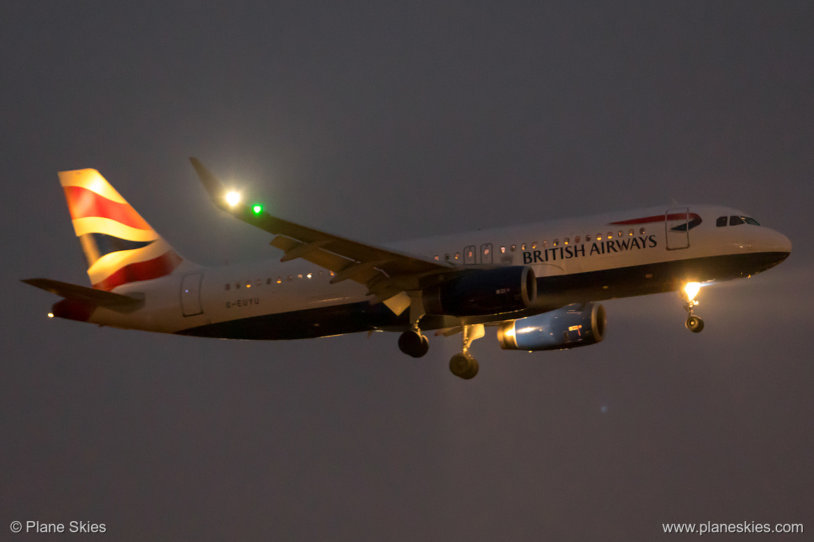 British Airways Airbus A320-200 G-EUYU at London Heathrow Airport (EGLL/LHR) British Airways Airbus A320-200 G-EUYU at London Heathrow Airport (EGLL/LHR)
