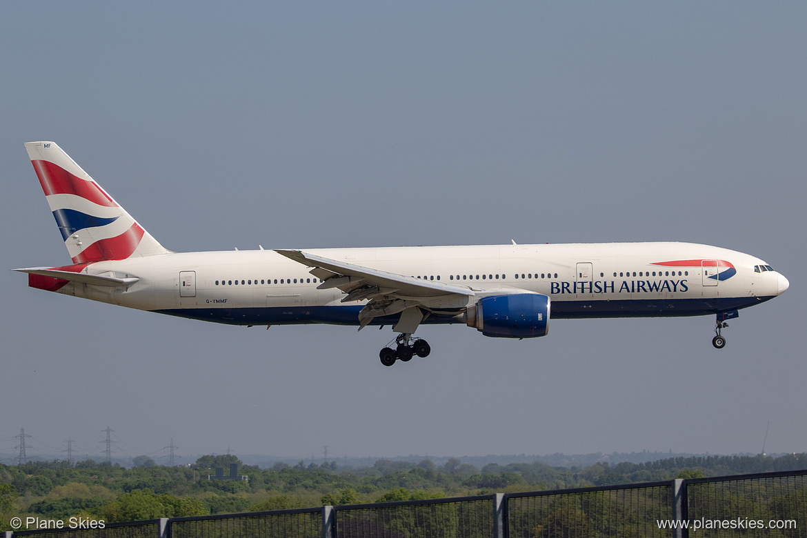 British Airways Boeing 777-200ER G-YMMF at London Heathrow Airport (EGLL/LHR) British Airways Boeing 777-200ER G-YMMF at London Heathrow Airport (EGLL/LHR)