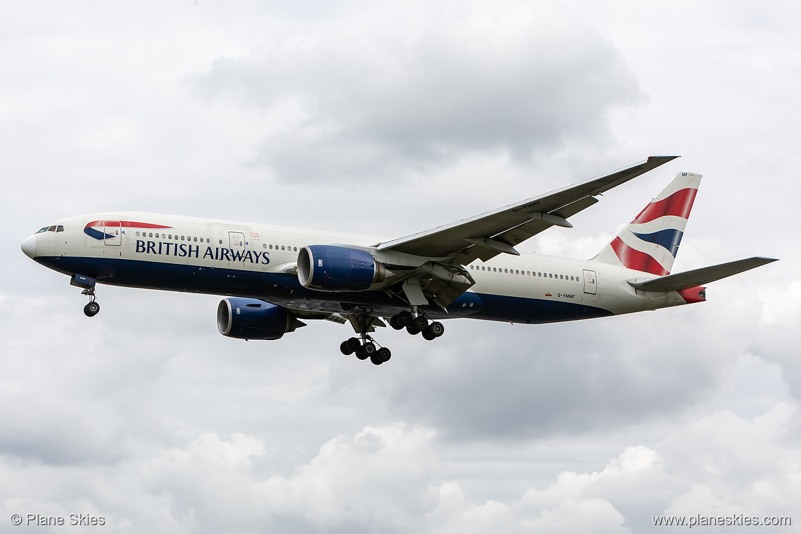 British Airways Boeing 777-200ER G-YMMF at London Heathrow Airport (EGLL/LHR) British Airways Boeing 777-200ER G-YMMF at London Heathrow Airport (EGLL/LHR)