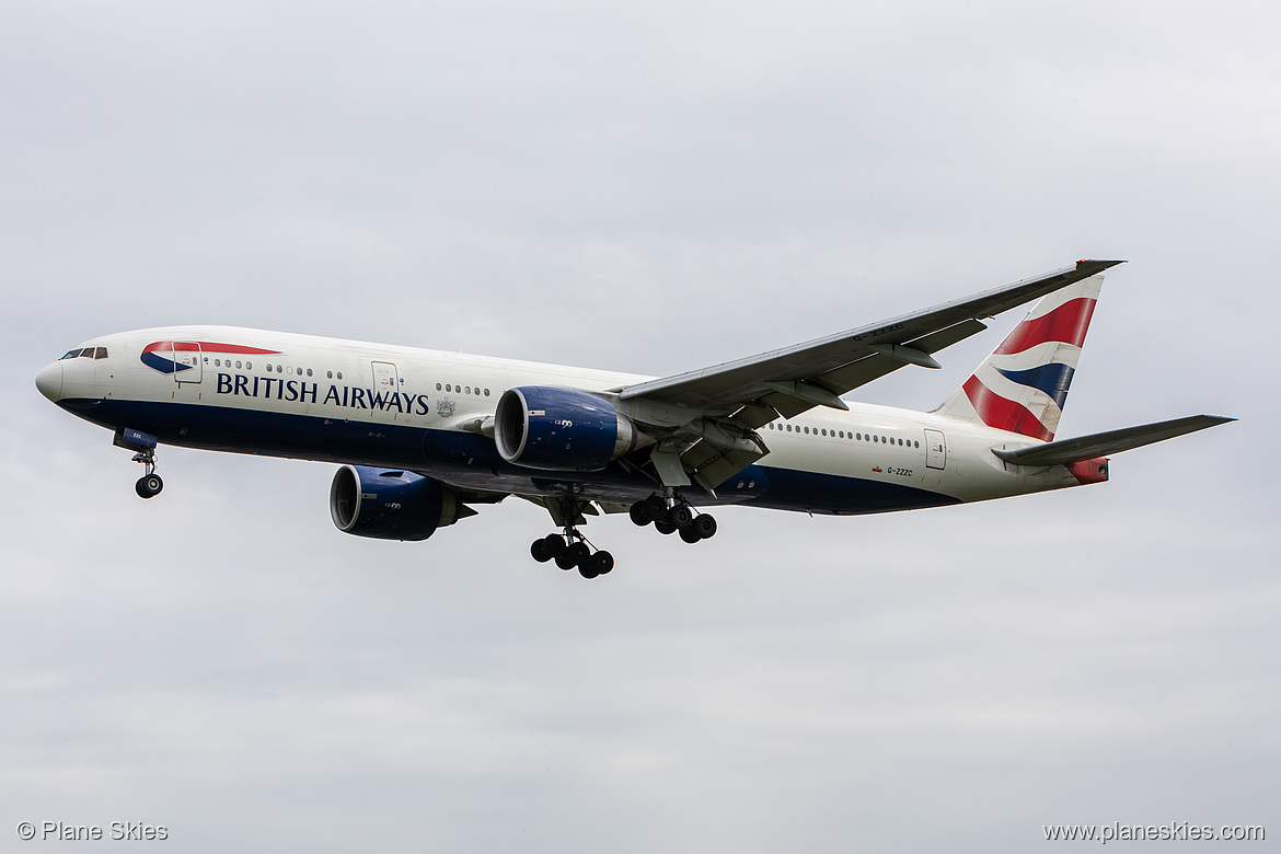 British Airways Boeing 777-200 G-ZZZC at London Heathrow Airport (EGLL/LHR) British Airways Boeing 777-200 G-ZZZC at London Heathrow Airport (EGLL/LHR)