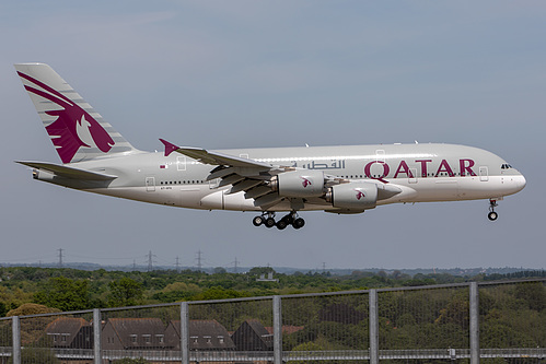 Qatar Airways Airbus A380-800 A7-APA at London Heathrow Airport (EGLL/LHR) Qatar Airways Airbus A380-800 A7-APA at London Heathrow Airport (EGLL/LHR)