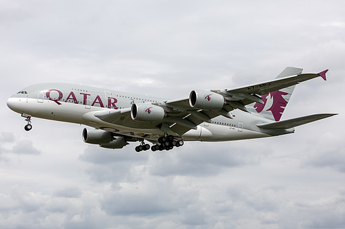 Qatar Airways Airbus A380-800 A7-APJ at London Heathrow Airport (EGLL/LHR) Qatar Airways Airbus A380-800 A7-APJ at London Heathrow Airport (EGLL/LHR)